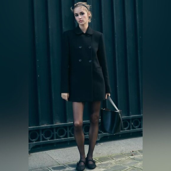 NWOT Zara DOUBLE BREASTED WOOL BLEND COAT Size XL - Picture 5 of 16